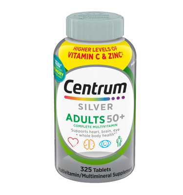 Centrum Silver Adults 50+ Multivitamins 325 Ct Vitamin C Zinc Immune Heart Brain