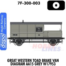 GWR Toad Brake Van BR Grey W17953 Diagram AA15 O gauge 1:43.5 Dapol 7F-300-003
