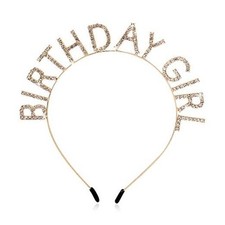 Birthday Girl Headband Happy Birthday Tiara for Women Girls Princess Gold