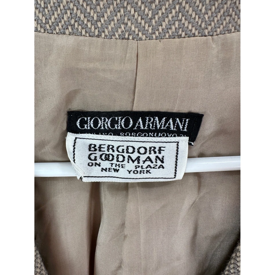 Blazer Giorgio Armani Bergdorf Goodman para mujer talla 42 mezcla de lana espiga Foto 3 de 4