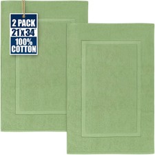 Cotton Bath Mat 21x34 in 2 Pack Sage Green Towels