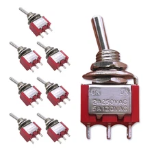 Mxuteuk 8Pcs MTS-102 3 Terminal 2 Position SPDT Mini Miniature Toggle Switch Car