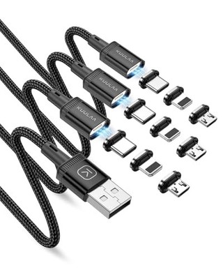  3Pack Magnetic Charging Cable Magnetic Lightning Cable 3.3ft/3.3ft/3.3ft Black