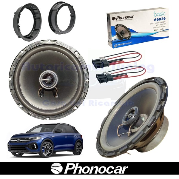 Phonocar 66026 Koaxial Lautsprecher 16,5 Cm 60W 4Ω 2-Wege FüR VW T-Roc Schwarz-image