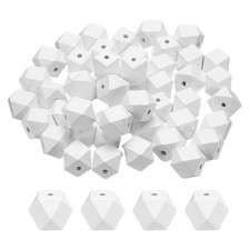 50pcs 20mm White Geometric Wood Beads 3.3mm Large Hole for Jewelry Making