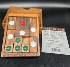 Setting Sun Wooden Puzzle Game Handcrafted In Thailand Mandalay Box Co. Vtg Gift