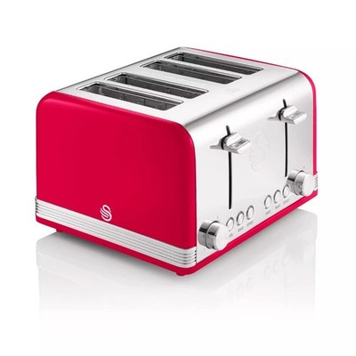 Swan Retro 4 Scheiben Toaster rot