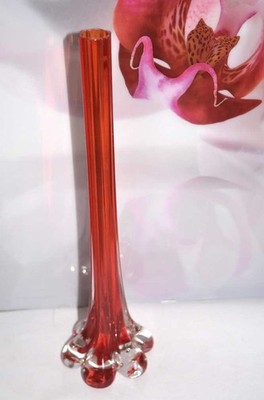 geschwungene (Swung) Vase aus Carnival-Glas Vintage 60/70gerJahr , rot