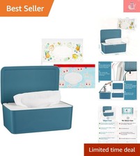 Compact Blue Wipes Holder with Lid - Ideal for Diaper Changing Stations