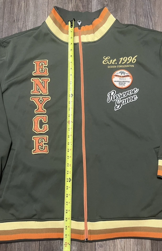 De Colección Chaqueta de Pista Enyce Para Hombre 4XL Verde Oliva Bordada Hip Hop Ropa de Calle Foto 2 de 4