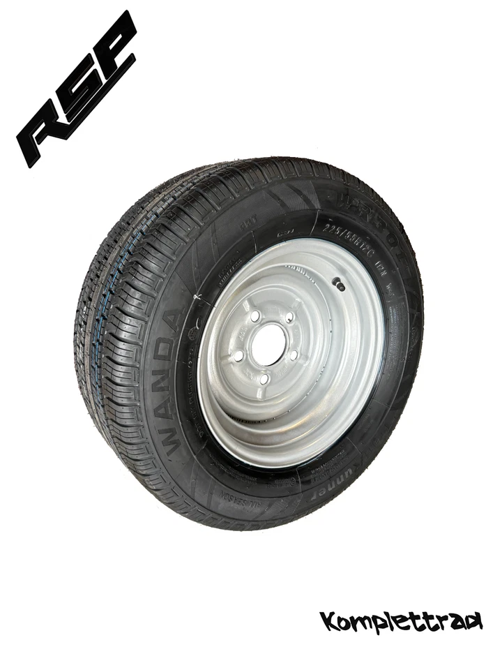 Komplettrad 225/55R12C 112N 7x12 LK 5/112x5 ET10 PKW Anhänger mit Gutachten 2025