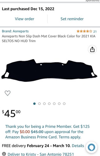 Non Slip Dash Mat Cover Black Color for 2021 KIA SELTOS NO HUD Trim - Foto 3 di 9