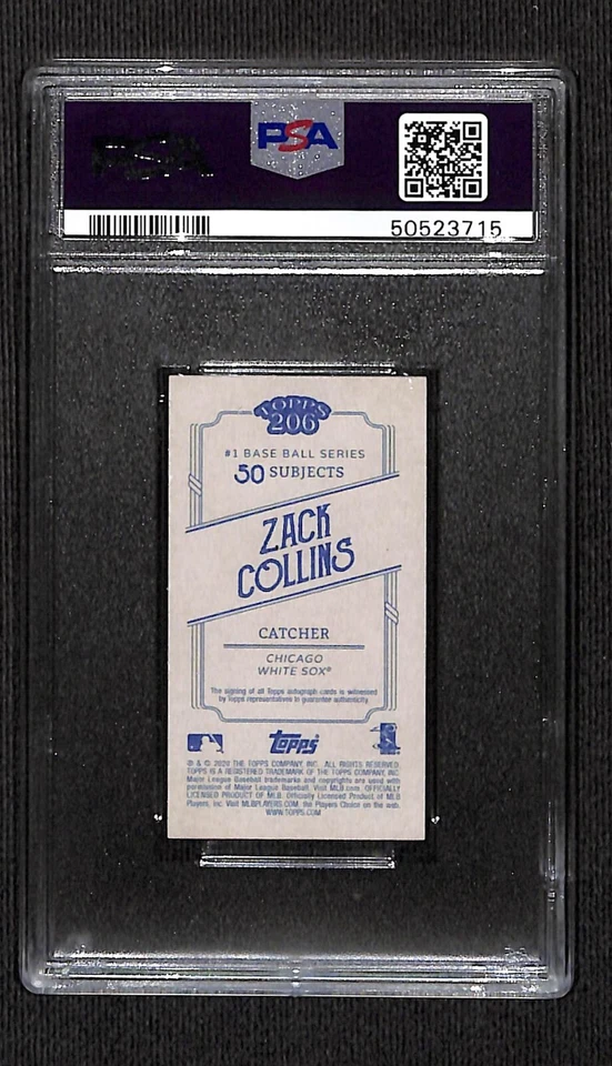 2020 Topps 206 ON CARD AUTOGRAPHS ZACK COLLINS SSP PSA 10 AUTO 10 POP 3 RC - Image 2 of 2