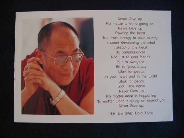 Tibetan Buddhism Dalai Lama Greeting Card "Never Give Up" India | eBay