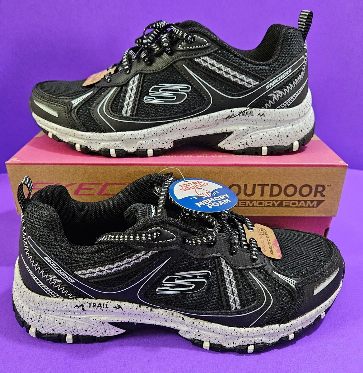 専用2 NEW Women's size 6.5 Skechers Trail Memory Foam Athletic Shoes Blk