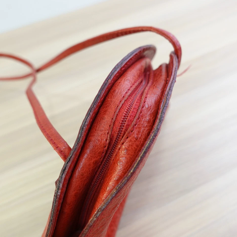 Vintage Ostritch Crocodile Half Moon DANIELLE NICOLE Crossbody Purse S Red ITALY - Image 3 of 4