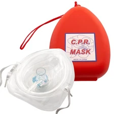 Single Valve CPR Rescue Mask in Red Hard Case  | Pocket Resuscitator Mask