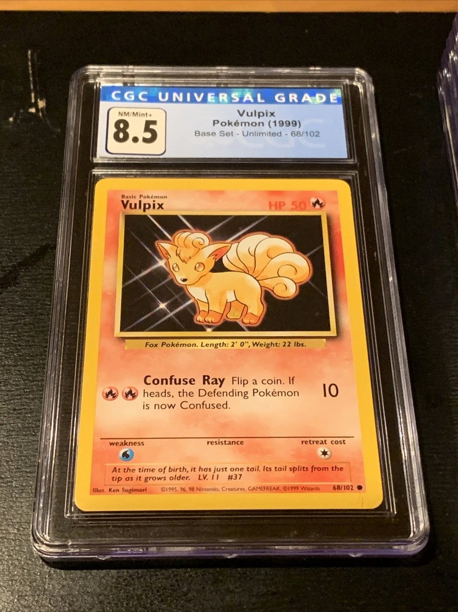 1999 POKEMON BASE SET VULPIX #68 CGC 8.5 NM/MINT+. FRESHLY GRADED