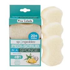 Spongables Pedi Scrub Foot Exfoliating 20+ Wash Sponge, Pina Colada, 3 Count