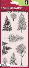 WINTER WONDERLAND TREES Clear Unmounted Rubber 8 Stamps INKADINKADO New 60-31297