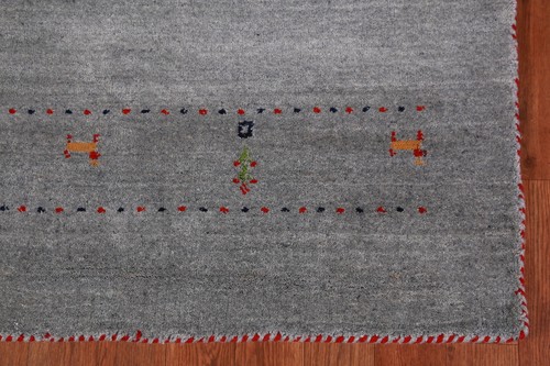 Oriental Gabbeh Indien Rug Grey Handmade Wool 5x8 ft - Picture 5 of 18