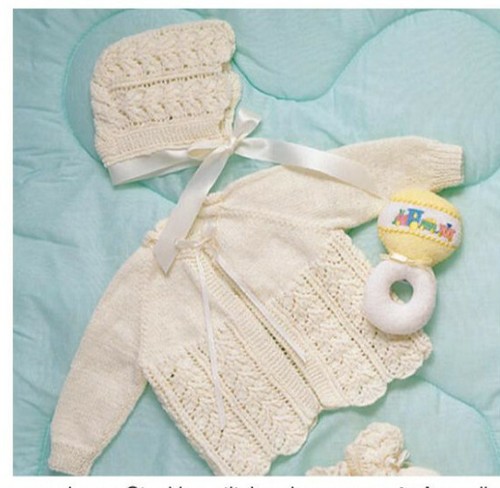 Strickanleitung Kopie 0661.  Baby Strickjacke & Mütze.  0-3 Monate