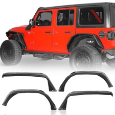 Flux Style Front & Rear Fender Flares w/Amber Lights For Jeep Wrangler JL 18-25
