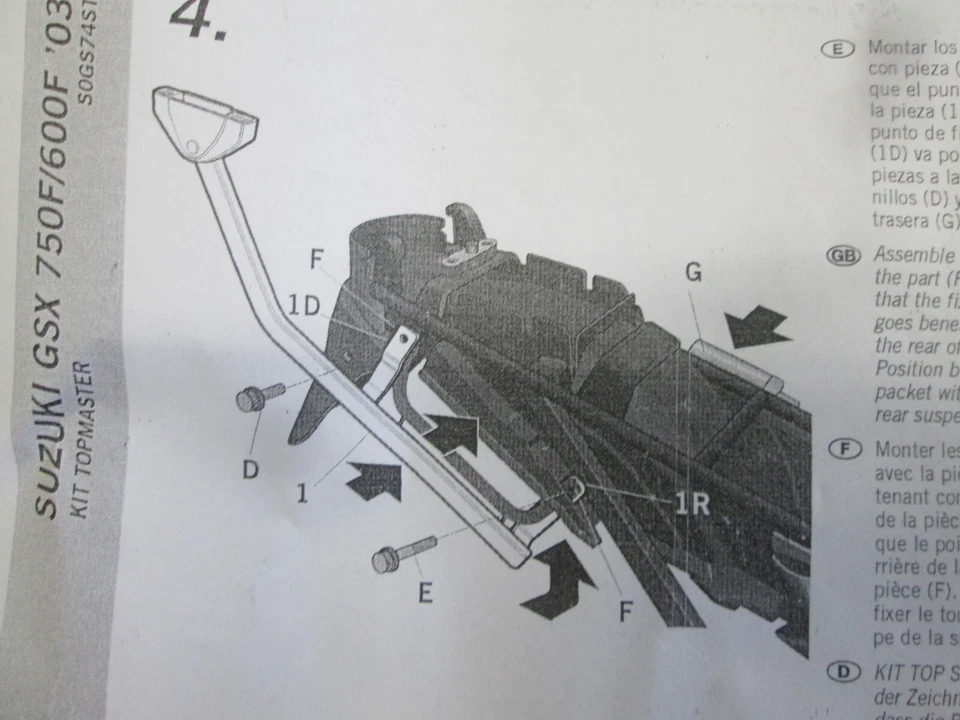 НОВЫЙ ИЗ СТАРЫХ ЗАПАСОВ SHAD TOP MASTER KIT ДЛЯ 2003 - 2005 GSX600F KATANA / 750F KATANA S0GS74ST - Изображение 4 из 4