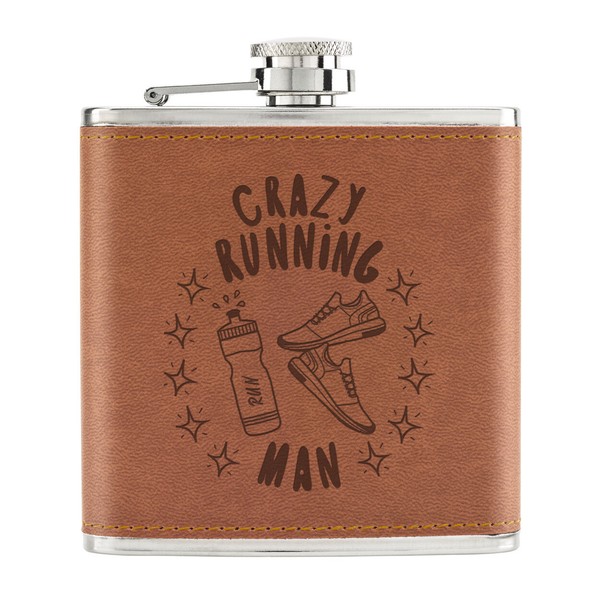 Crazy Laufen Mann Stars 170Ml Pu-Leder Flachmann Hellbraun Vatertag LäUfer-image