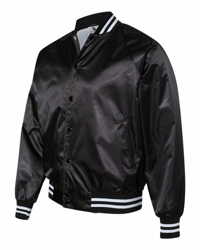 Augusta Sportswear Satin Baseball Jacket Striped Trim 3610 XS-3XL - 第 3/12 張圖片