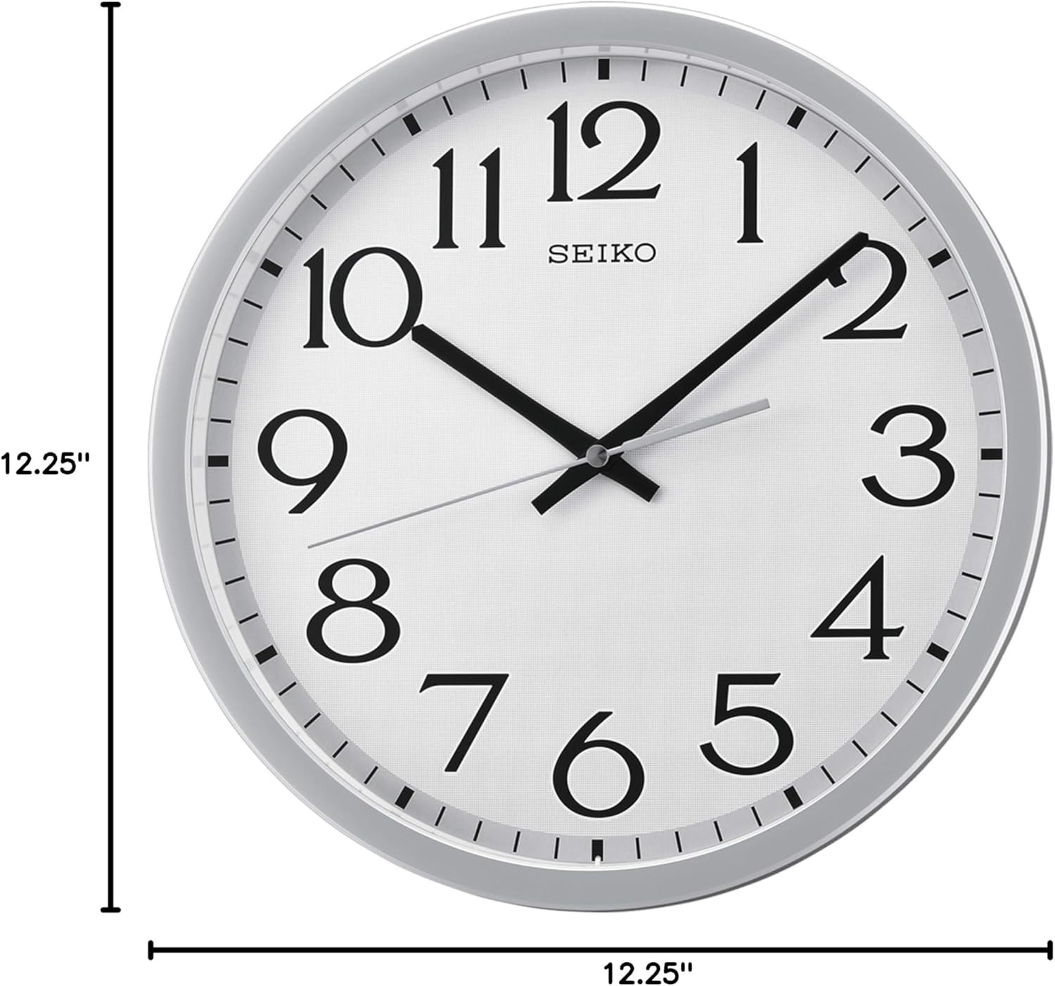 12 Inch Easy Read Numerals Wall Clock with Quiet Sweep Second Hand