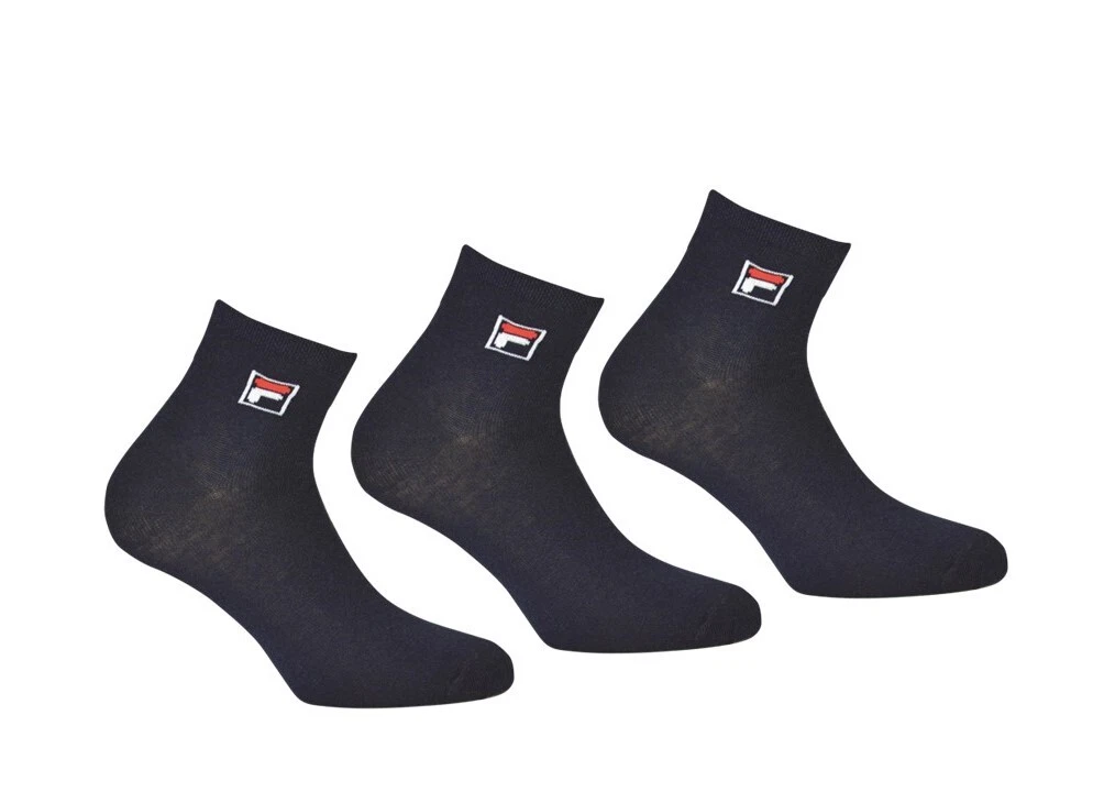FILA Quarter Plain Unisex Confezione da 3 Calzini Navy Taglia 35 46 NUOVI