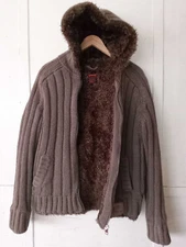 Schott Bros NYC Sherpa Lined Knit Sweater Size L