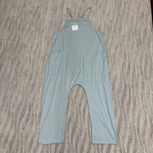 NWT Women’s Sleeveless Blue V-Neck  Relaxed Fit Jumpsuit Size M - Picture 1 of 4