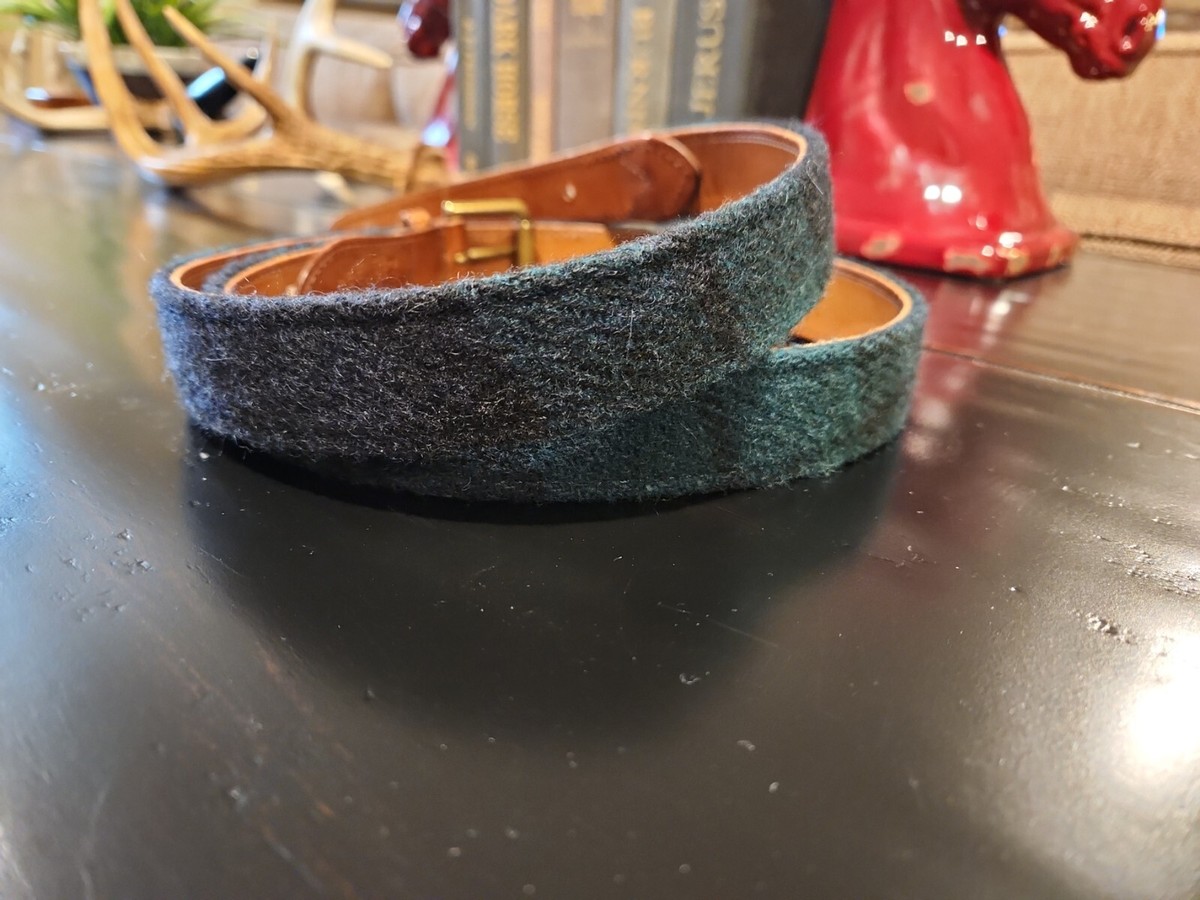 Polo Ralph Lauren PRL Plaid Wool Leather Belt Size 38 Blackwatch Pony Plaque Leather Belt | Ralph Lauren main image 4