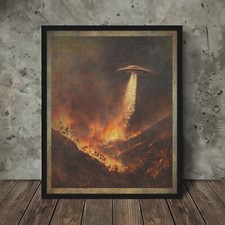 UFO Firefighter Wall Art, poster Alien Forest Fire, decorazione Los Angeles Wildfire