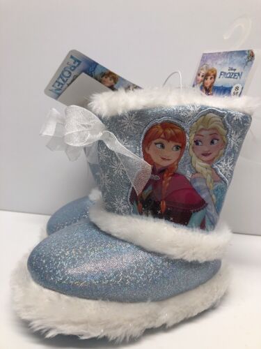 NWT Toddlers Frozen Glitter Boot Type Slippers size 5/6 Blue - Picture 1 of 4