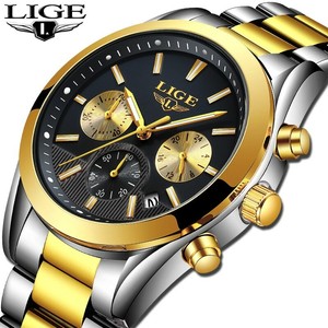 Lige Golden uomo orologio di lusso in Acciaio Inox al Quarzo Orologi Uomo  Impermeabili Nuove | eBay