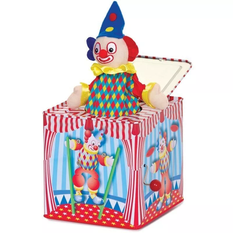 TRADITIONAL CIRCUS STYLE CLOWN POP UP JACK IN THE BOX TOY MUSICAL CHILDS KIDS