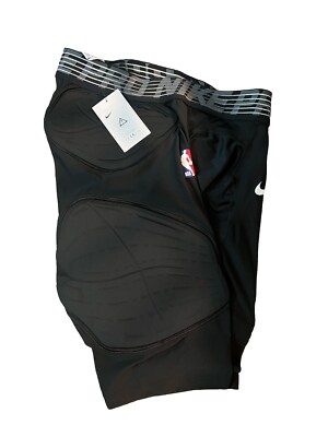 NWT 2XL-Tall MEN Nike Pro Padded Compression Shorts NBA Logo Player Issued Black