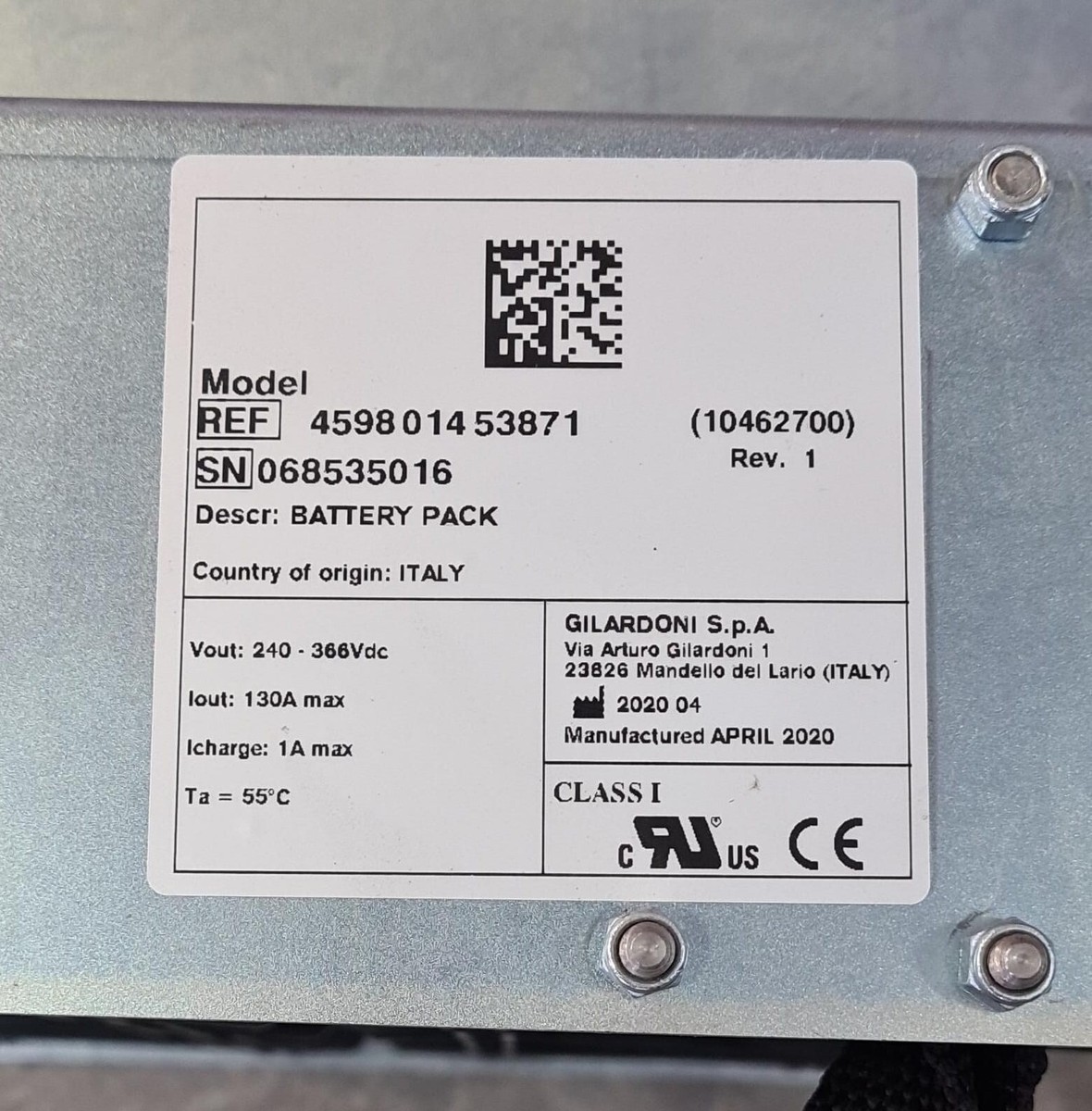 Fuu．．． GILARDONI BATTERY PACK 4598 014 53871 / 10462700 for BV