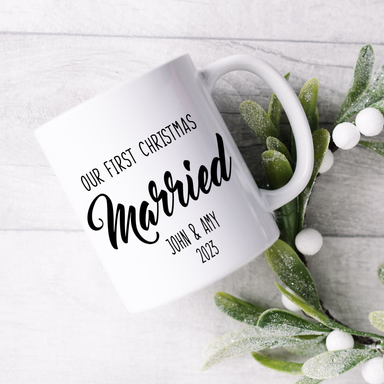 Our First Christmas Married Mug Mr and Mrs Holiday Coffee Cup