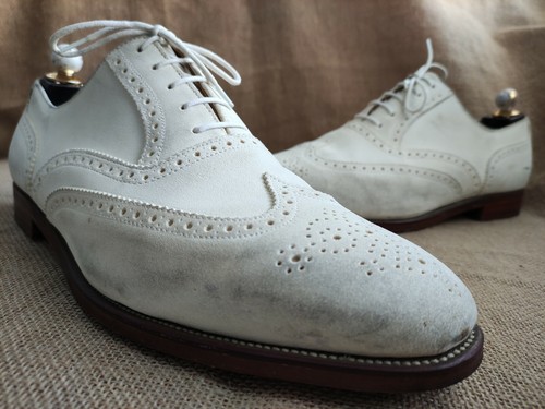 White Suede Wingtip Oxford shoes 