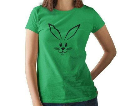 Women's Bunny Face Shirt Funny Easter Gift Rabbit Graphic Tee Spring Holiday Top