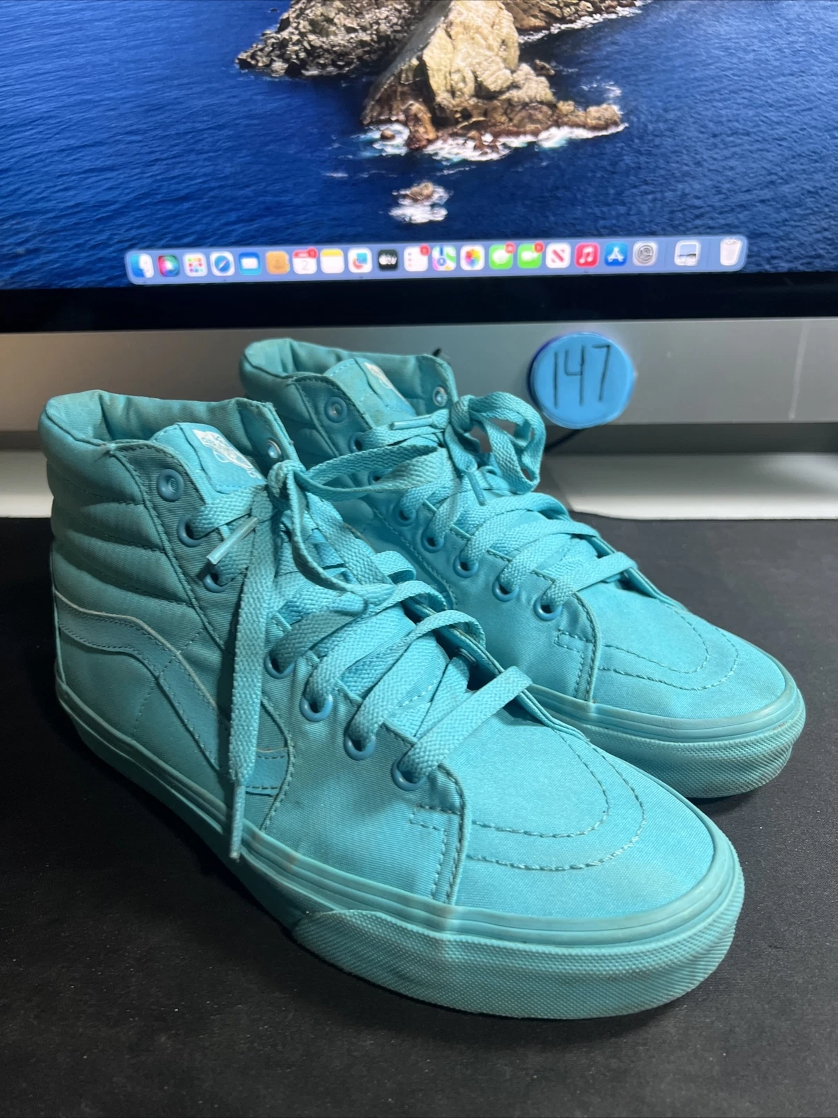 Scarpe da skate alte Vans unisex off the wall TB4R blu acqua uomo 7 donna 8 5