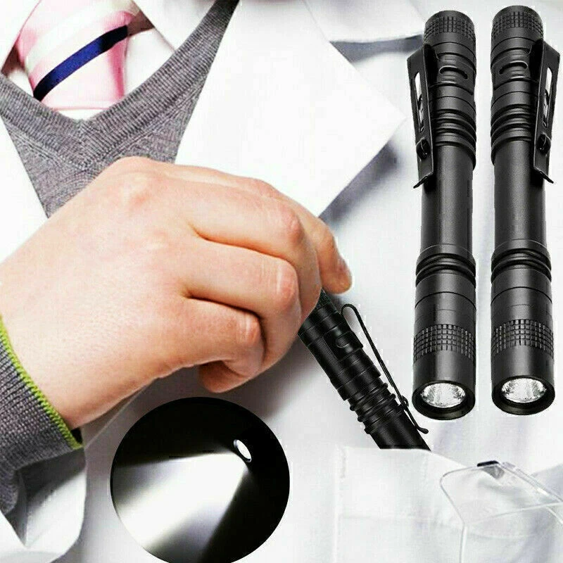 1/20x LED Pen Light Flashlight Penlight Clip Mini Pocket Portable Torch Lamp AAA - Image 3 of 4