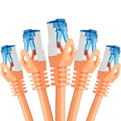 5 x 2m CAT7 Netzwerkkabel Patchkabel Ethernet DSL LAN Netzwerk Kabel orange