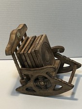 Mecedora de madera hecha a mano y 6 posavasos para bebidas frías y calientes