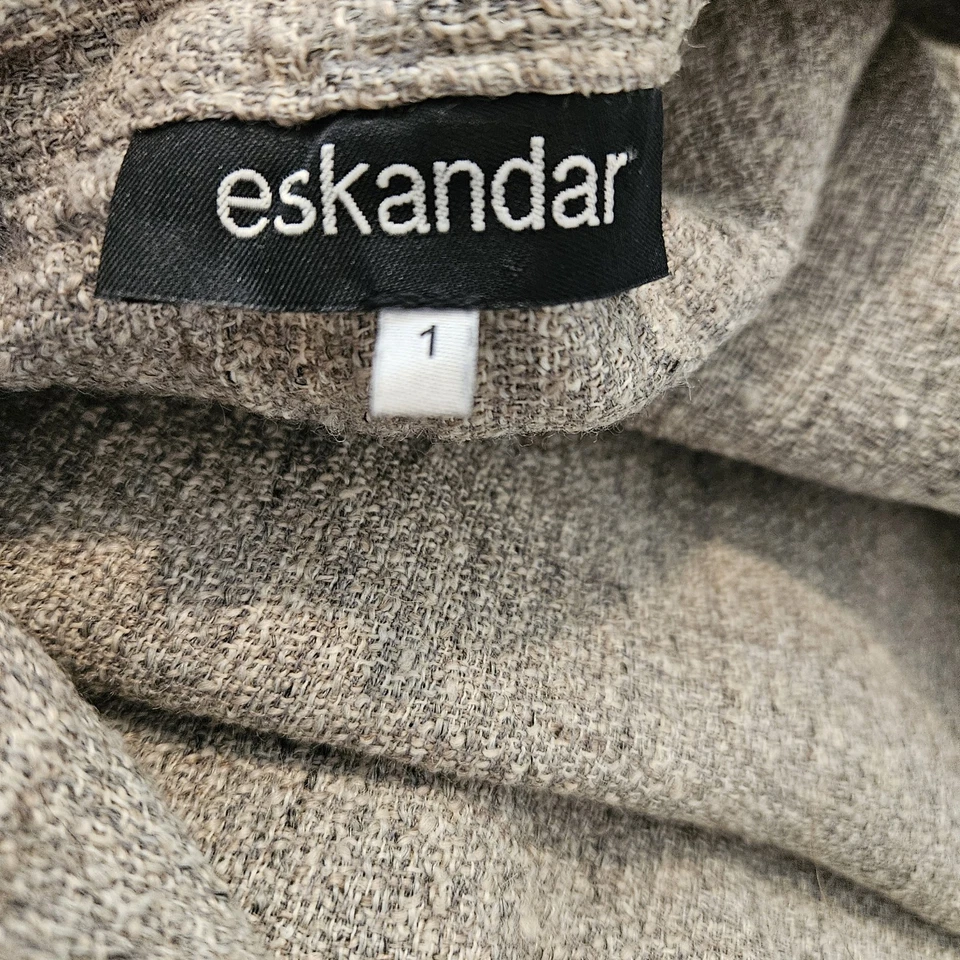 Eskandar Alpaca Wool Linen Blend Kimono Jacket Size 1 Relaxed Grey/Beige Natural - Image 4 of 4
