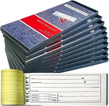 10-Pack Rent Receipt Books – Carbon Copy, 50 Sets Each, 8” x 2.75